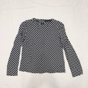 Zara Dark Navy Blue Geometric Print Blouse